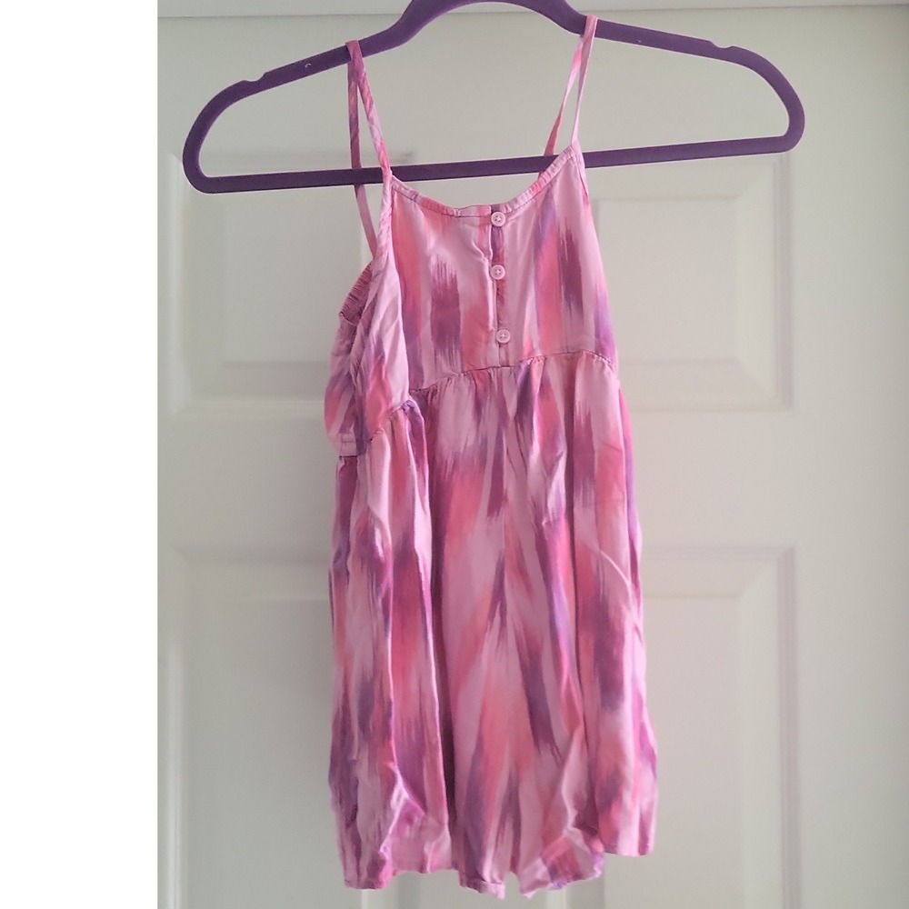 OshKosh Bgosh Girls Pink Purple Ikat Print Sleeveless Romper Size 7 7A